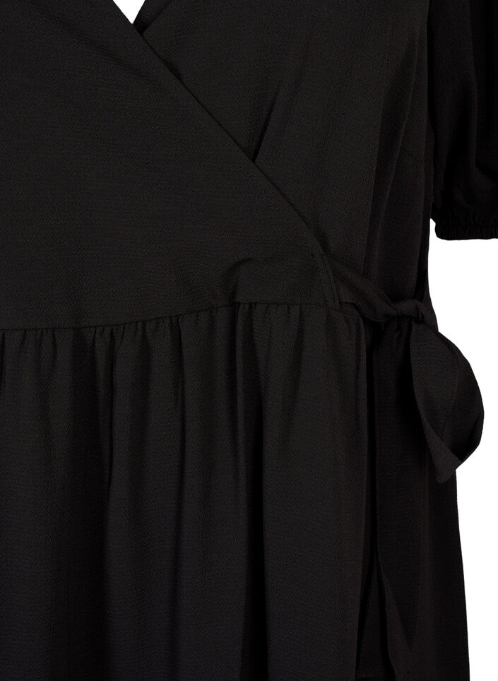 Wrap dress with short sleeves, Black, Packshot image number 2