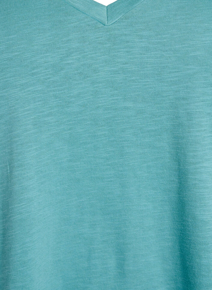 Short sleeve basic t-shirt with v-neck, Green, Packshot image number 2