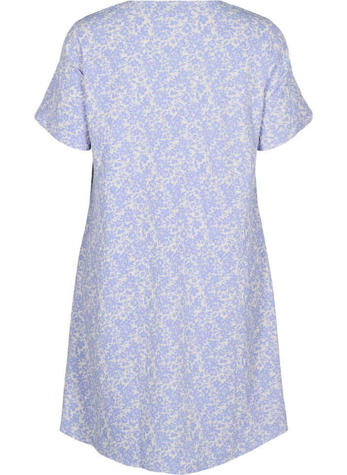 Short-sleeved dress with a V-neck, Blue, Packshot image number 1