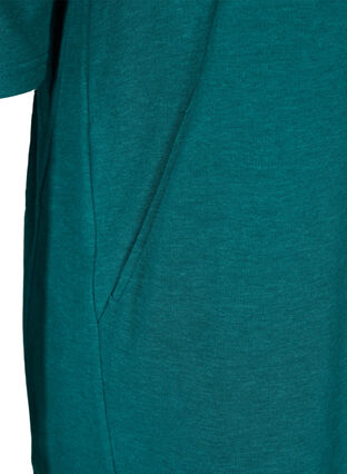 Promotional item - Cotton sweater dress with pockets and 3/4-length sleeves, Teal Green Melange, Packshot image number 3