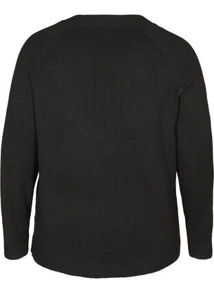 Round neck knitted top, Black, Packshot image number 1