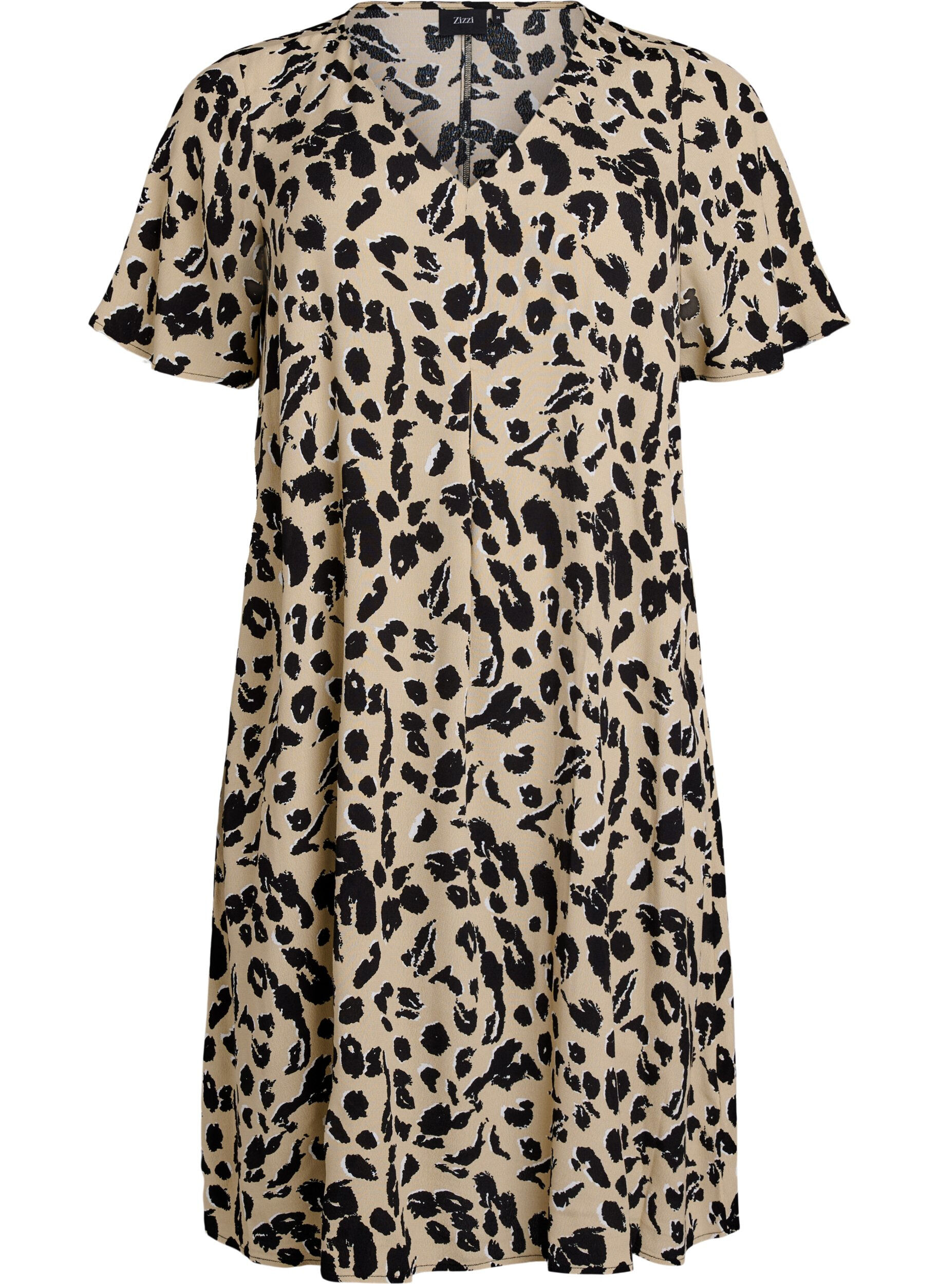 Zizzifashion Viscose A-line dress, Beige, Packshot image number 0