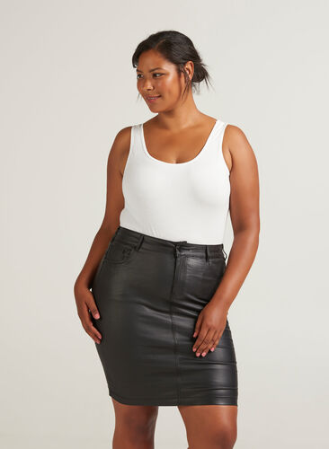 Coated skirt, Black, Model image number 0