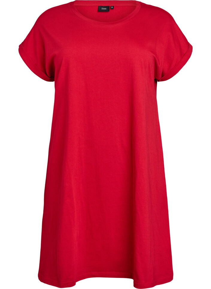 2-pack T-shirt dress with short sleeves, Red, Packshot image number 2