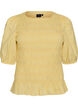 Smock blouse with a ruffle hem and boat neck, Yellow, Packshot image number 0