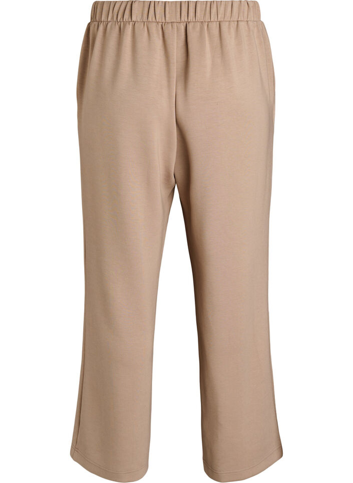 High-waisted lounge trousers with straight legs, Beige, Packshot image number 1