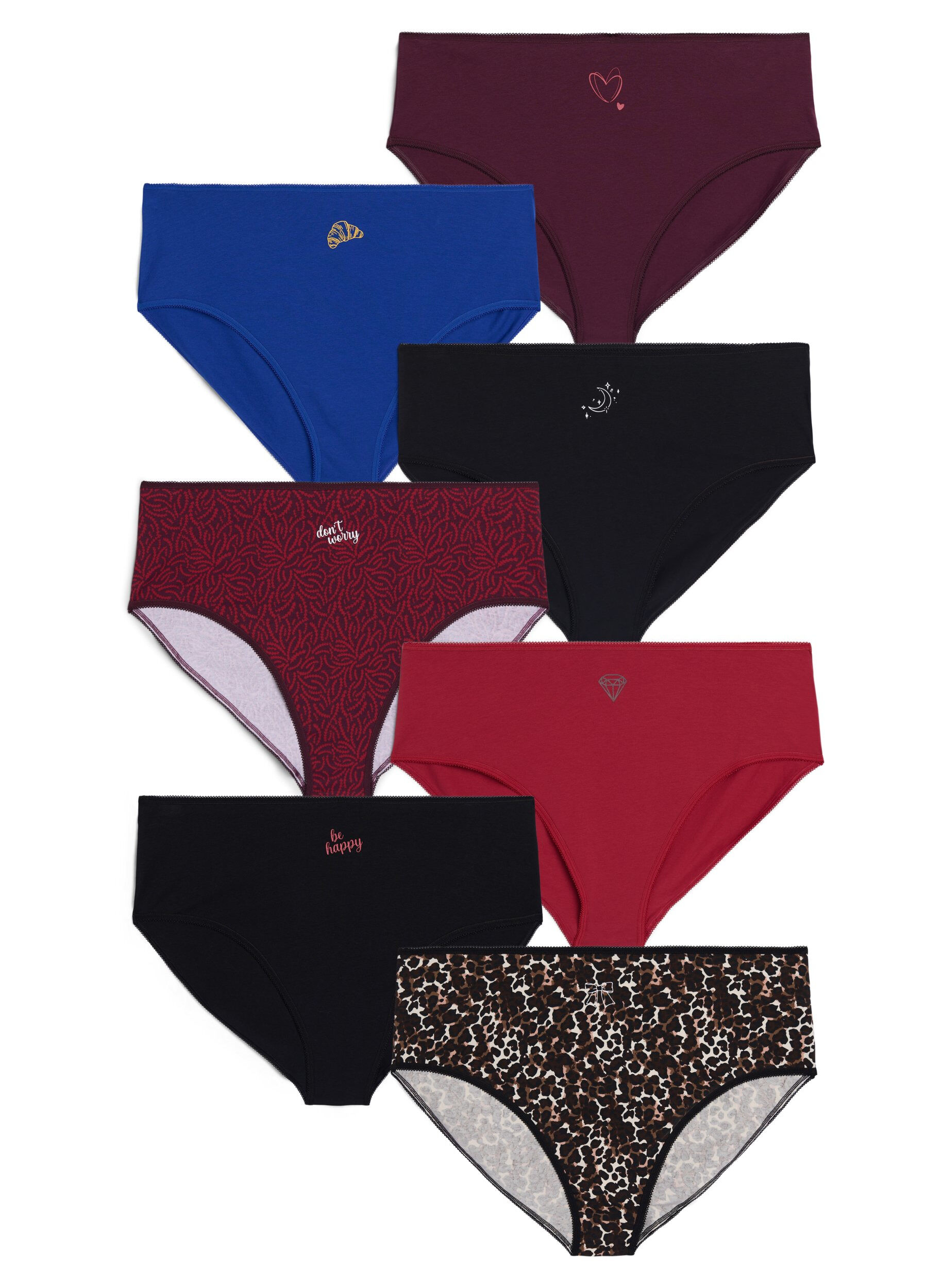 7-pack of panties with a regular waist