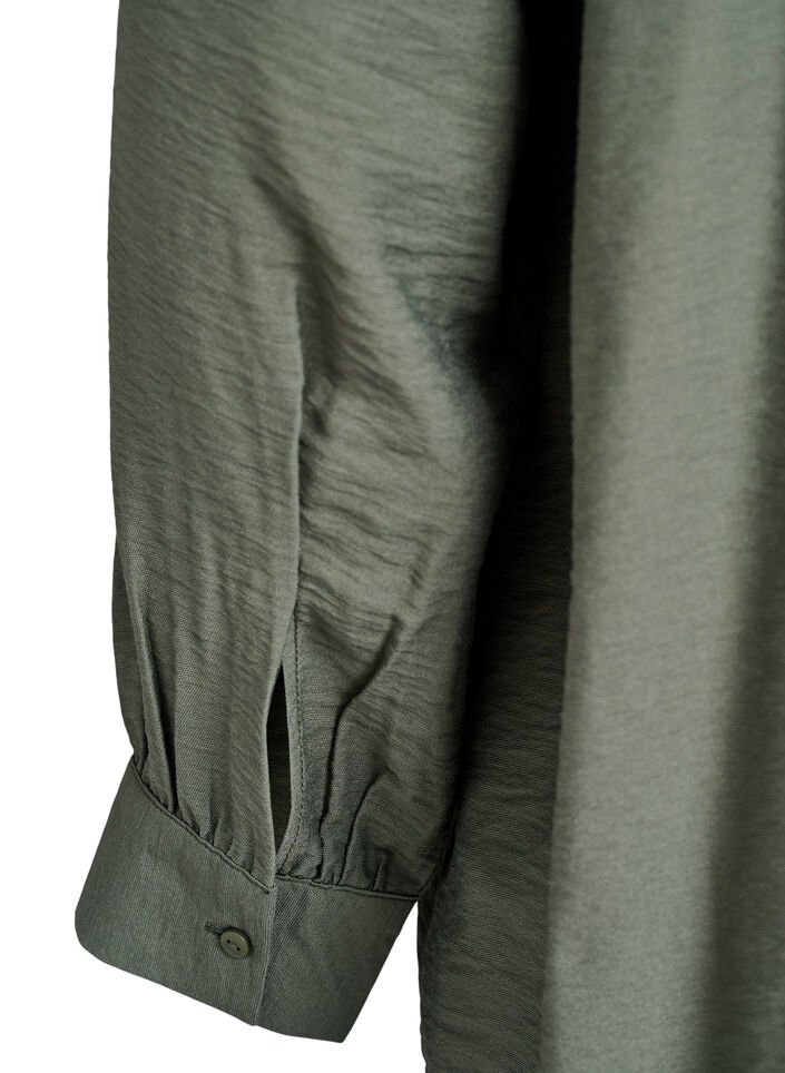 Viscose shirt with A-line shape, Green, Packshot image number 3