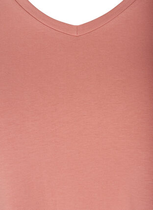 Basic t-shirt with v-neck, Rosa, Packshot image number 2