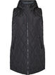 Mid-length quilted gilet with hood, Black, Packshot image number 0