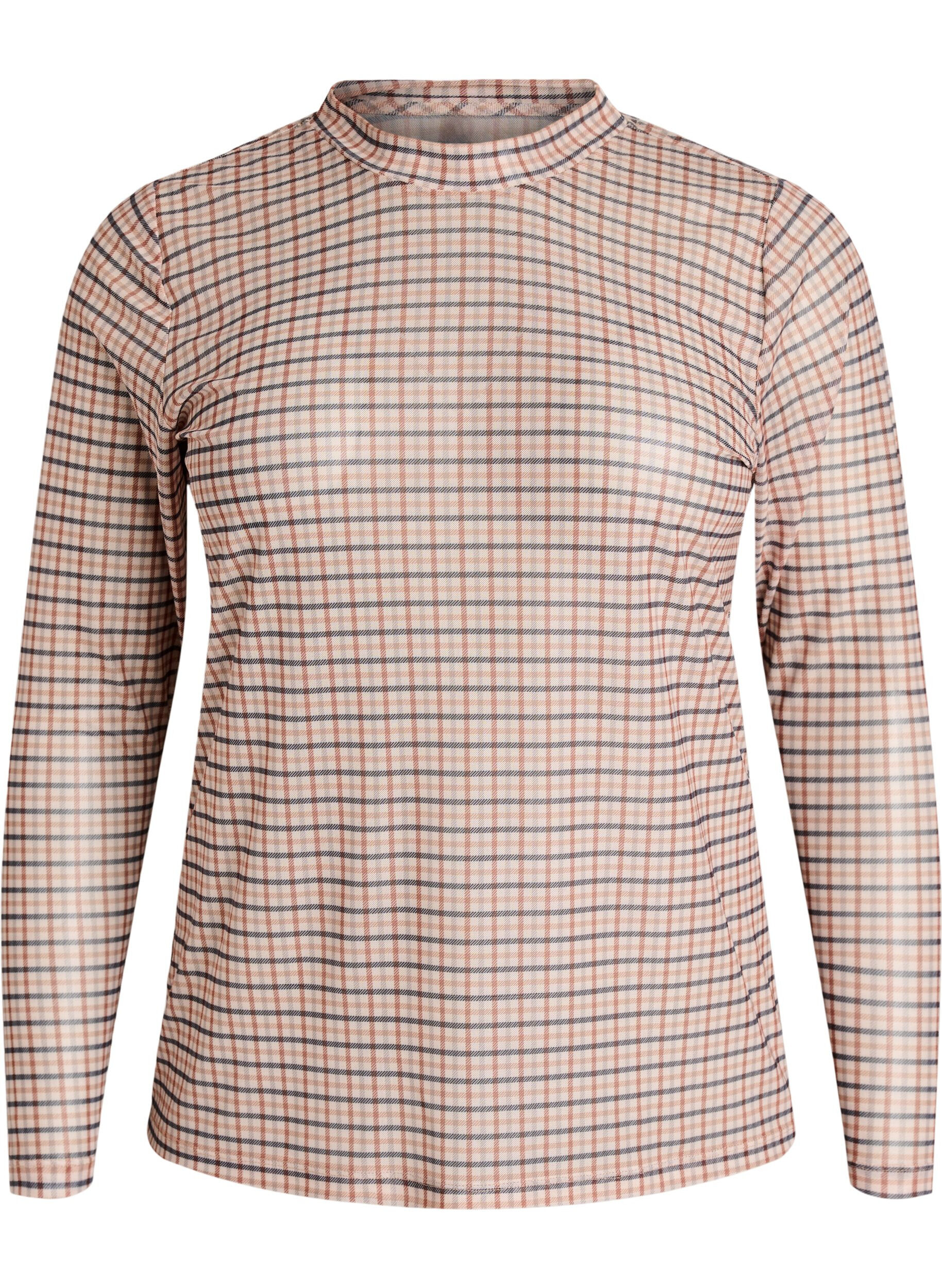 Checked mesh blouse