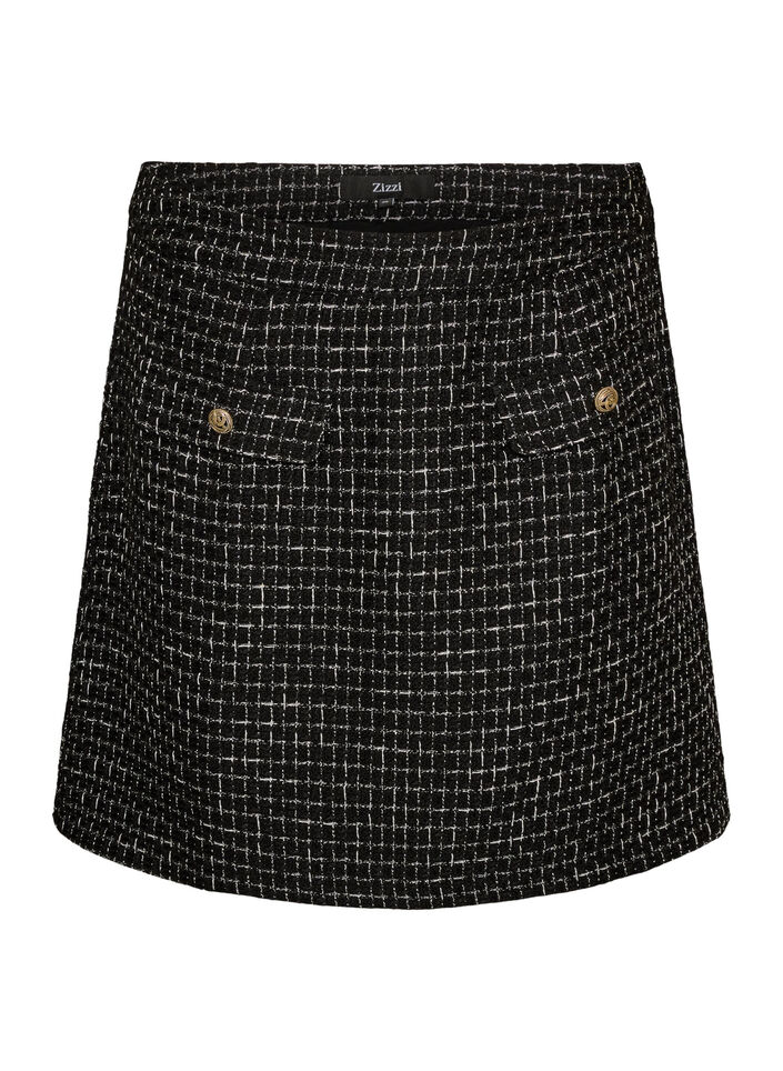 Short boucl&eacute; skirt, Black, Packshot image number 0