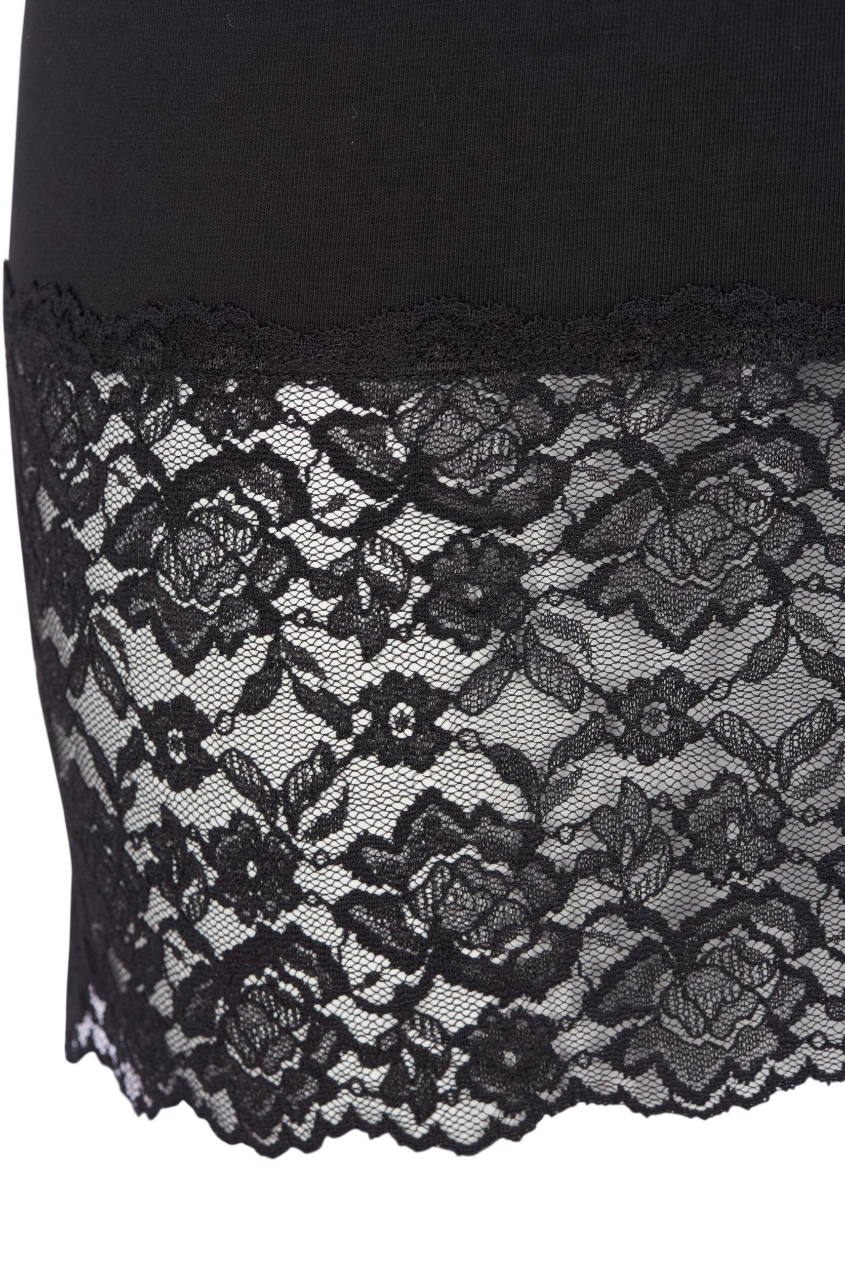 Zizzifashion Long cotton top with lace trim , Black, Packshot image number 2