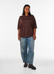 Loose T-shirt in viscose jersey, Brown, Model image number 1
