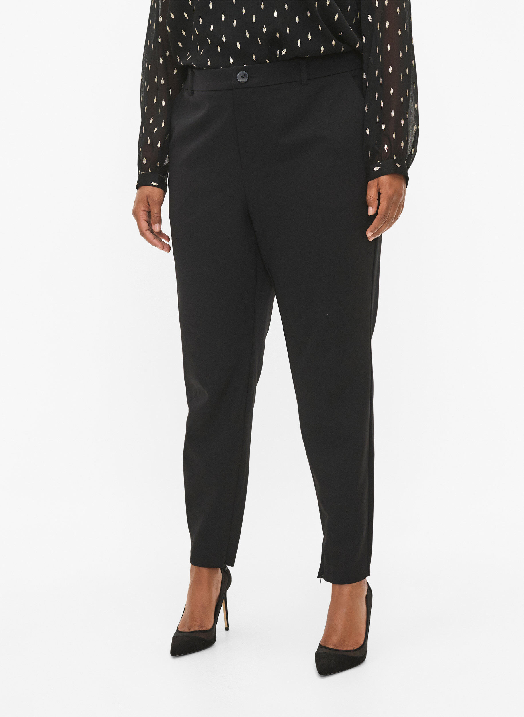 Zizzifashion Trousers with a zipper at the ankle, Black, Model image number 2
