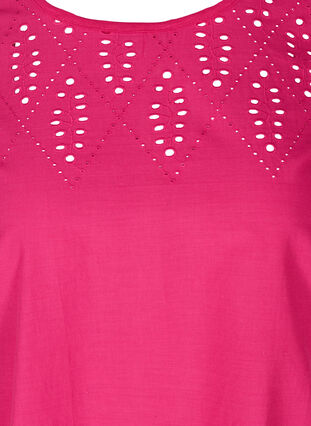 Short-sleeved t-shirt with broderie anglaise, Fuchsia Purple, Packshot image number 2
