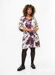 Printed dress with v-neck and 3/4 sleeves, D.Purple Graphic AOP, Model image number 2