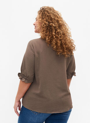 Blouse with v-neck , Falcon, Model image number 1