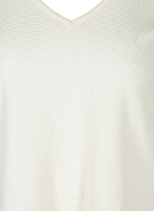 Cotton blouse with V-neck and 3/4 sleeves, Marshmallow, Packshot image number 2