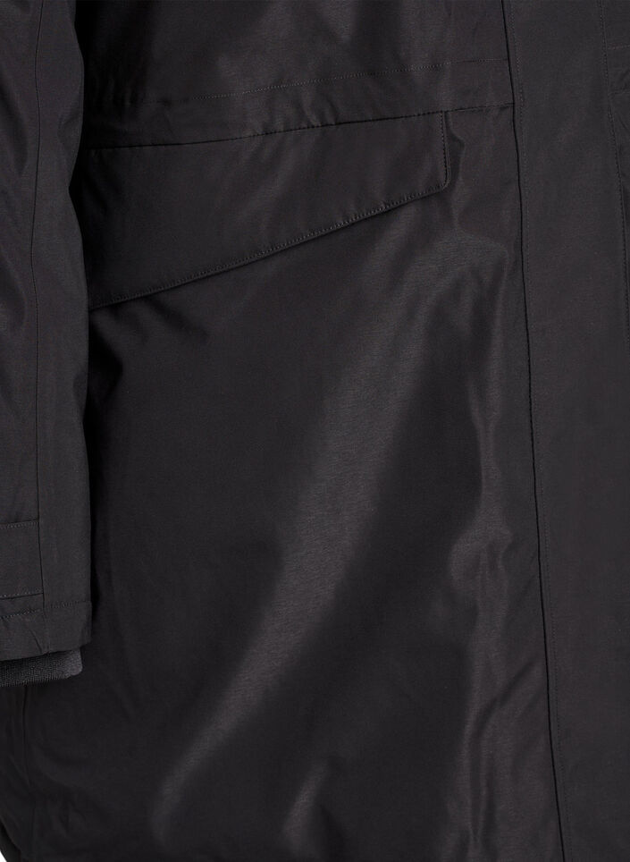 Water-repellent parka with a hood and functional details, Black, Packshot image number 3