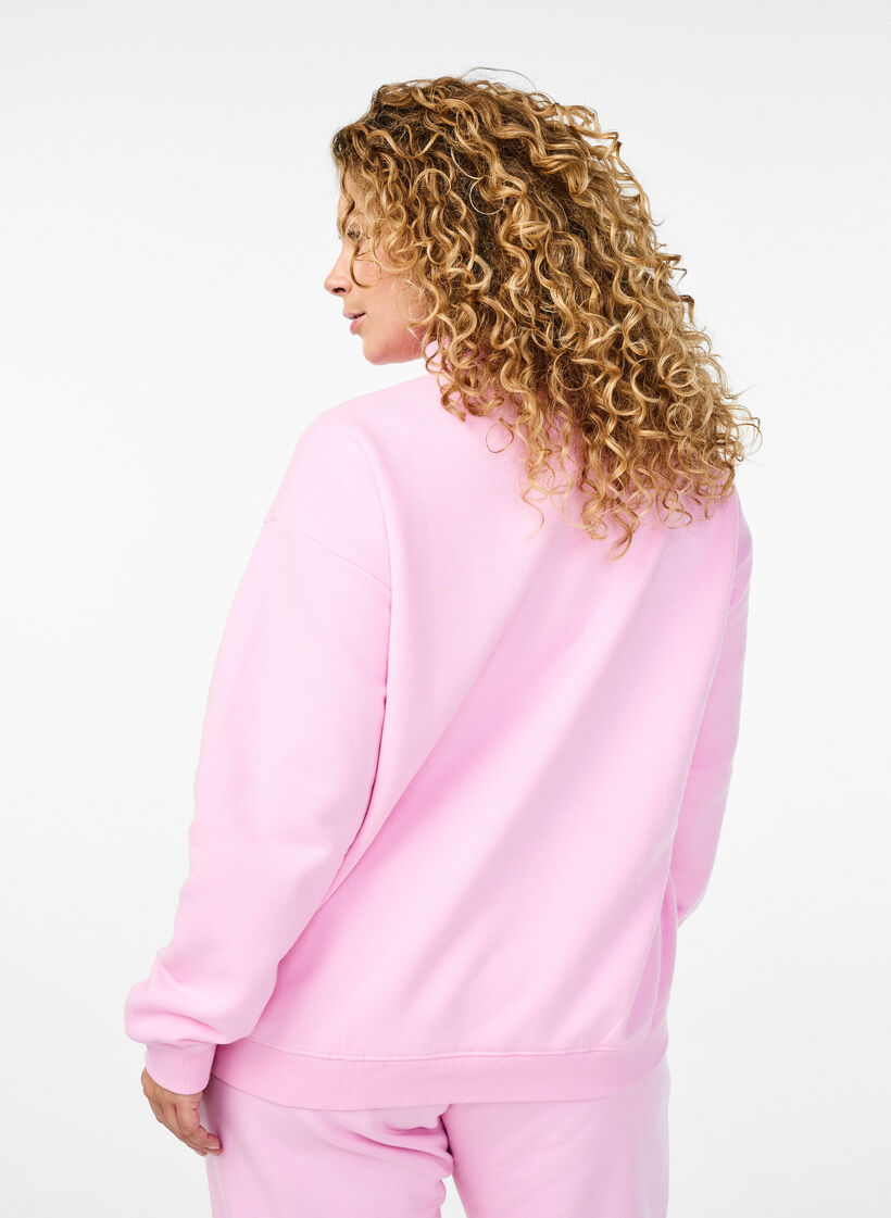 Sweatshirt with high neck and long sleeves, Pink, Model image number 2