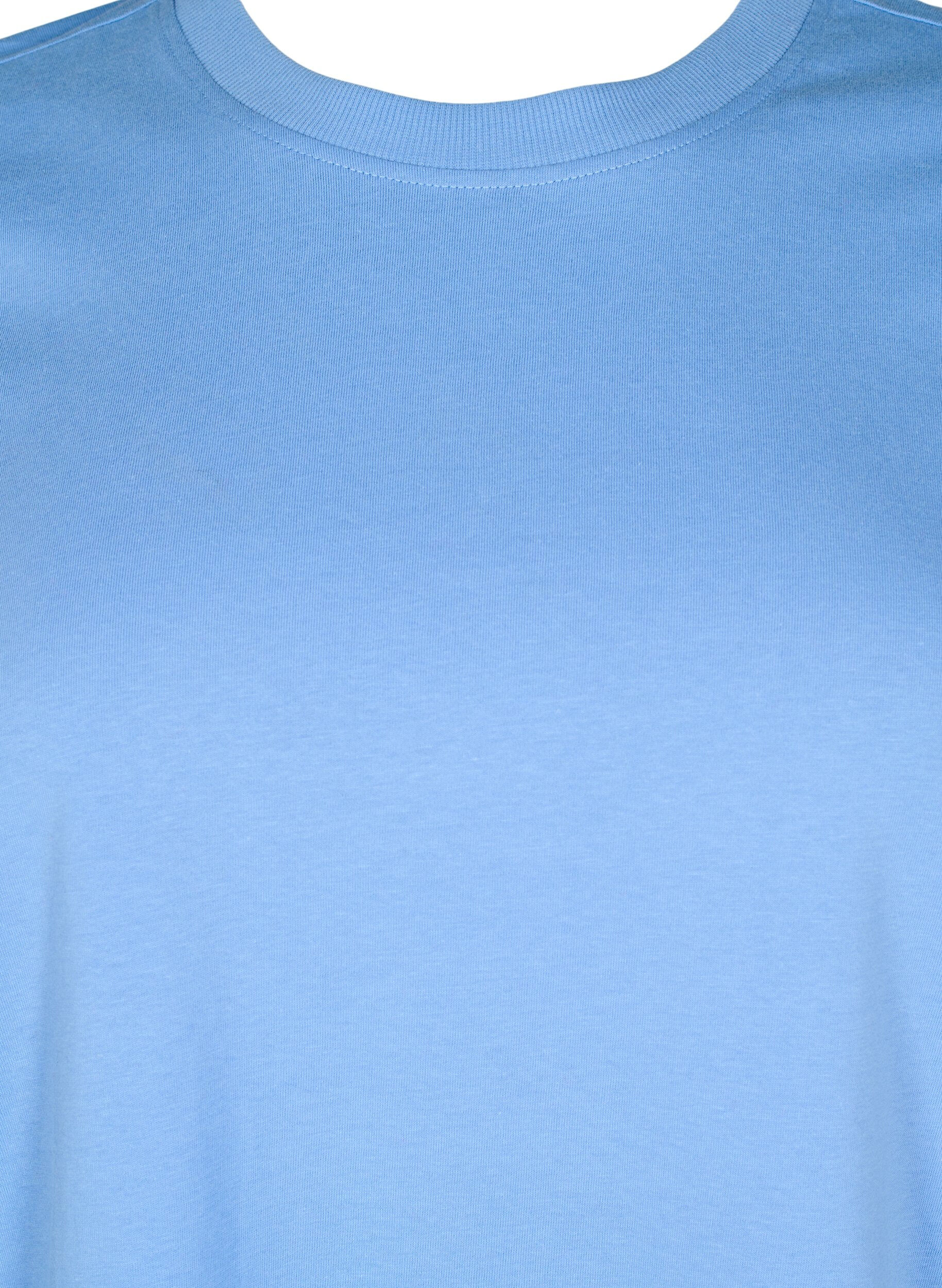 Zizzifashion Basic cotton T-shirt with round neck, Light Blue, Packshot image number 2