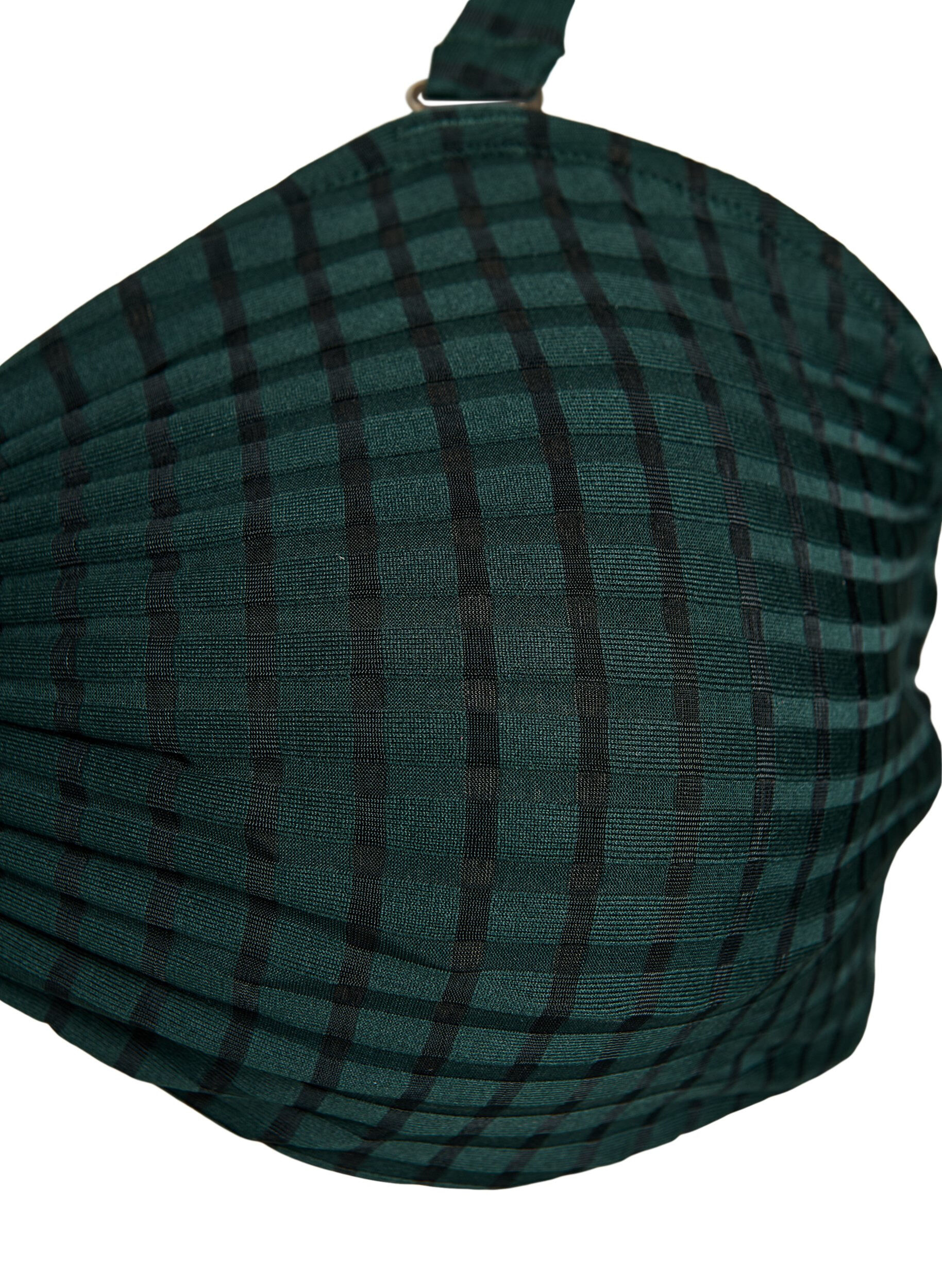 Zizzifashion Checked bikini top with removable straps, Green, Packshot image number 2