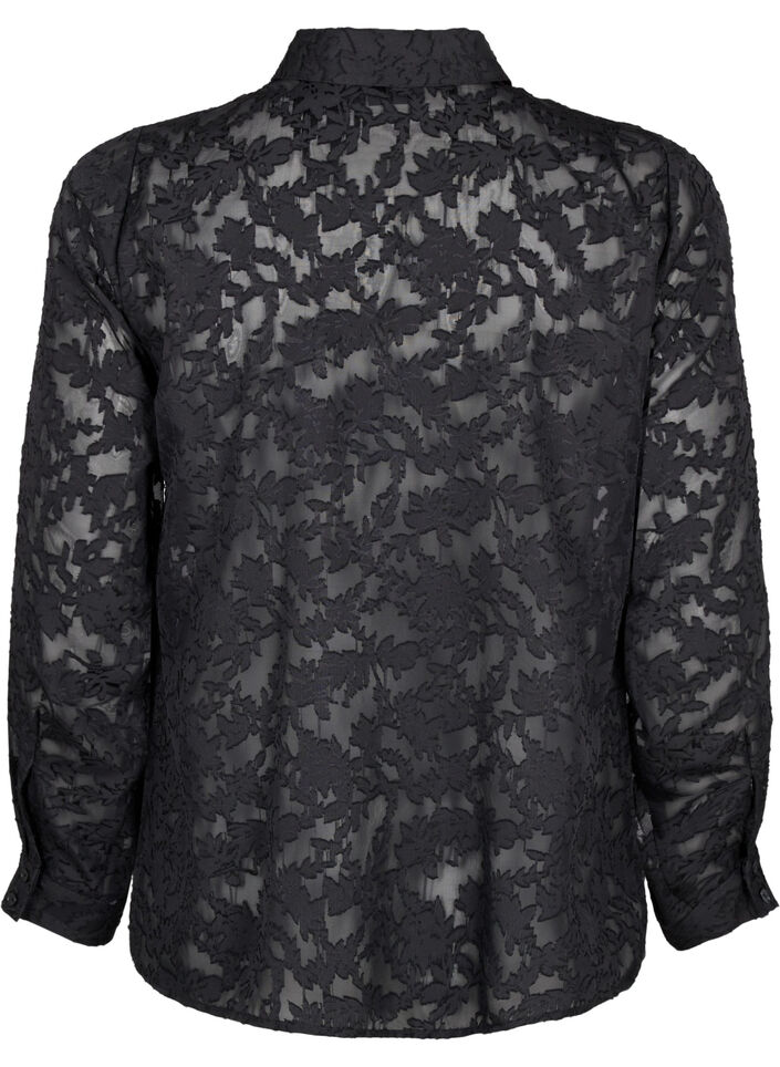 Jacquard shirt with buttons, Black, Packshot image number 1