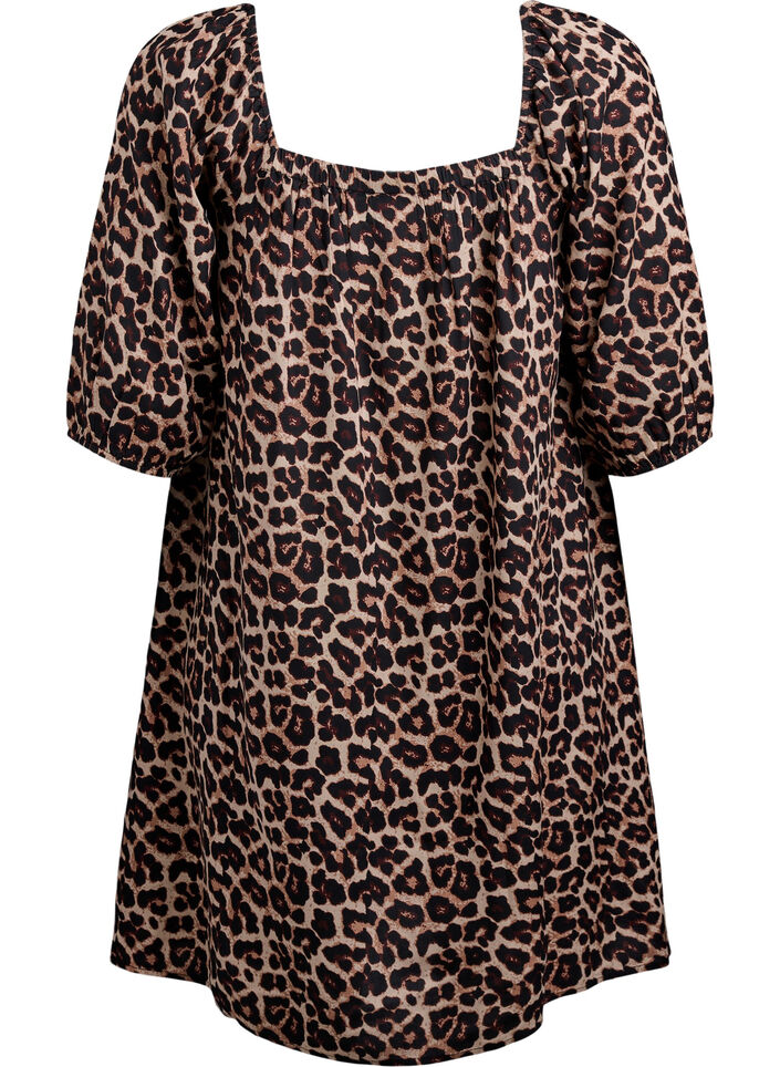 Beach dress in viscose with print, Beige, Packshot image number 1