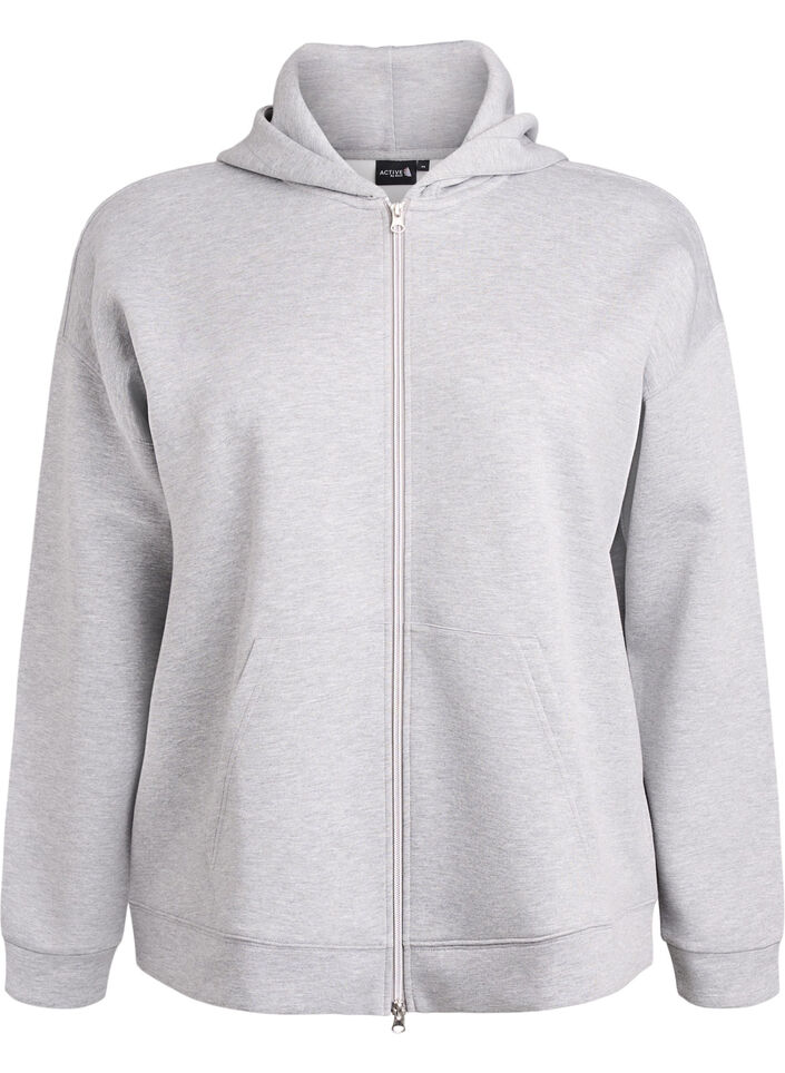 Scuba hoodie with zip and pockets, Grey, Packshot image number 0