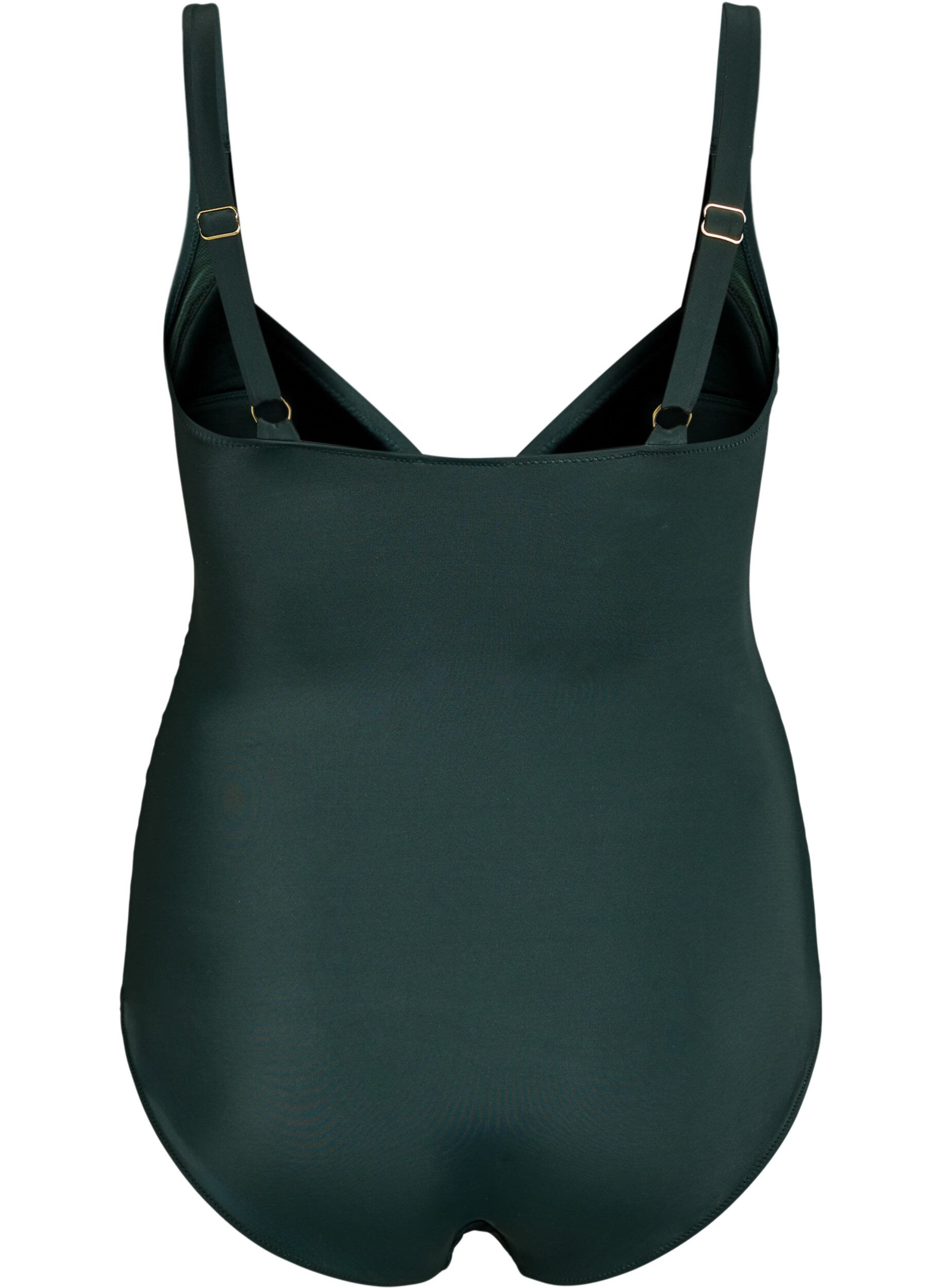 Zizzifashion Swimsuit with ring detail and draping, Green, Packshot image number 1