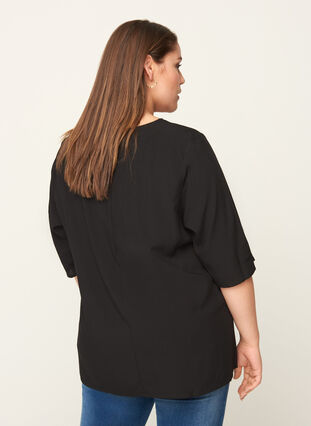 Viscose blouse, Black, Model image number 1