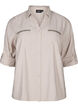 Shirt with studs and 3/4 sleeves, Beige, Packshot image number 0