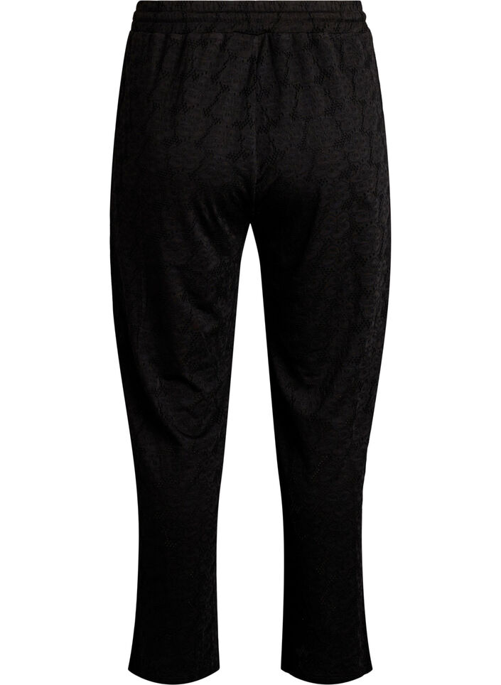 FLASH - Trousers with texture and high waist, Black, Packshot image number 1