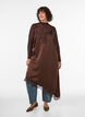 Satin dress with lace and an asymmetrical hem, Brown, Model image number 1