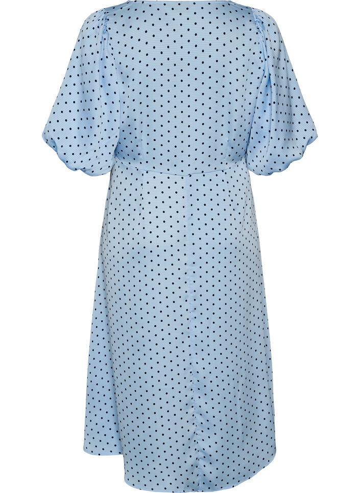 Polka dot midi dress with square neckline, Light Blue, Packshot image number 1