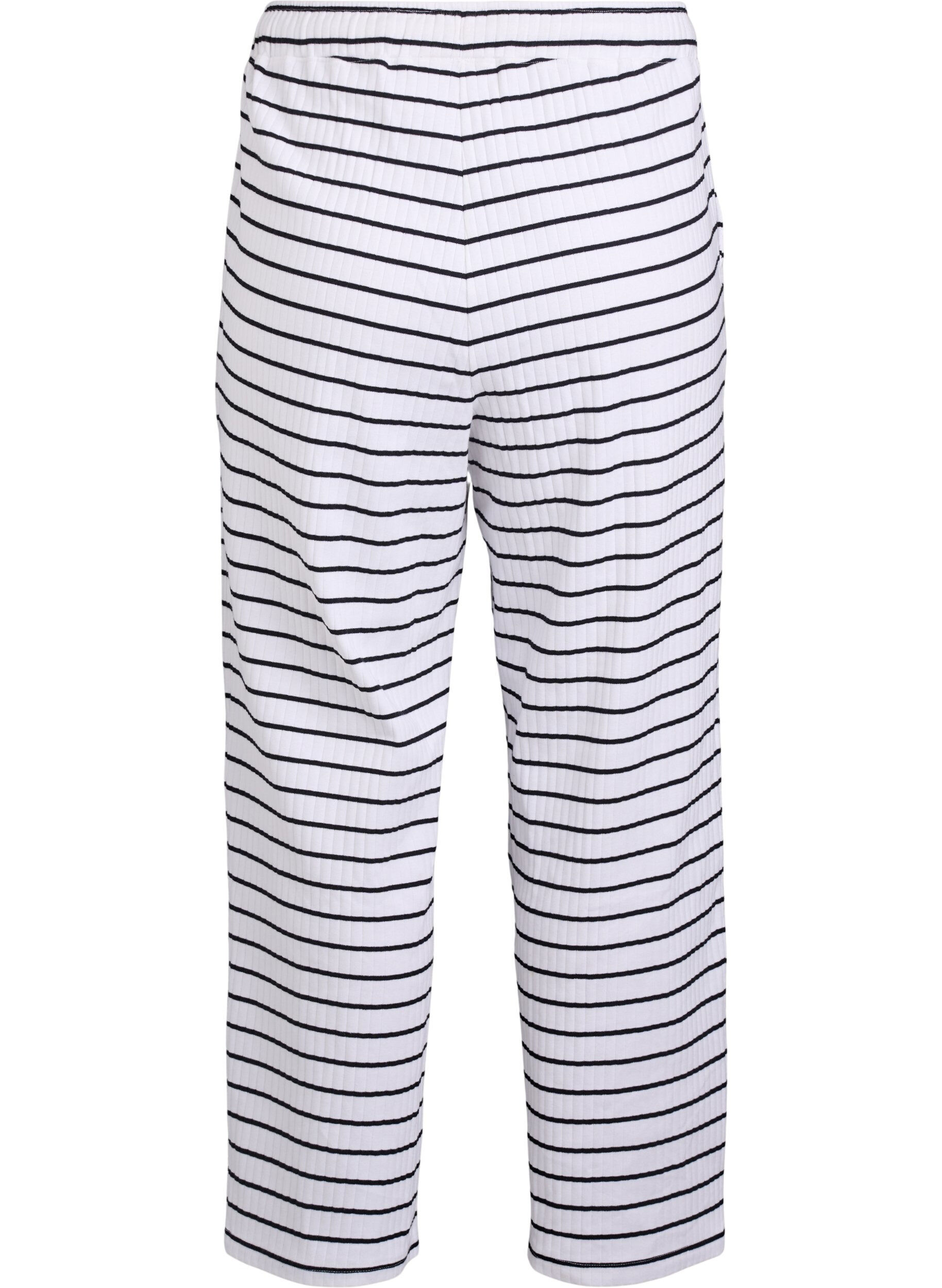 Zizzifashion Loose night trousers with stripes, White, Packshot image number 1