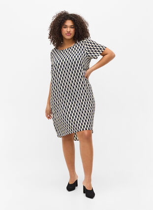 Dress with shorts sleeves, Oval AOP, Model image number 2
