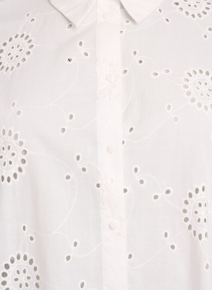 Cotton tunic with broderie anglaise, White, Packshot image number 2