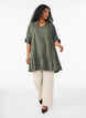 Viscose tunic with buttons and frill hem, Green, Model image number 1