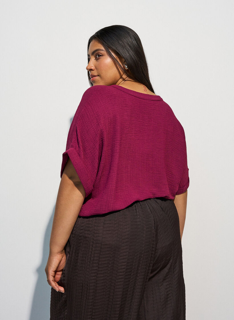 Loose blouse with short sleeves, Red, Model image number 2