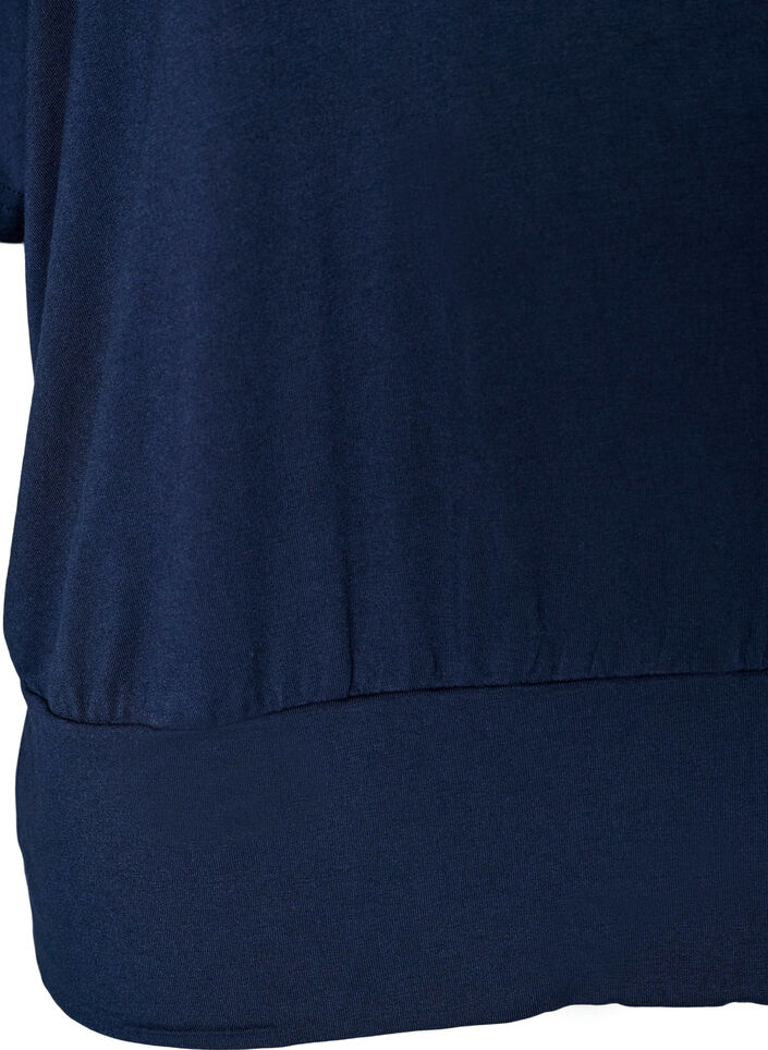 Jersey blouse with elbow-length balloon sleeves, Blue, Packshot image number 3