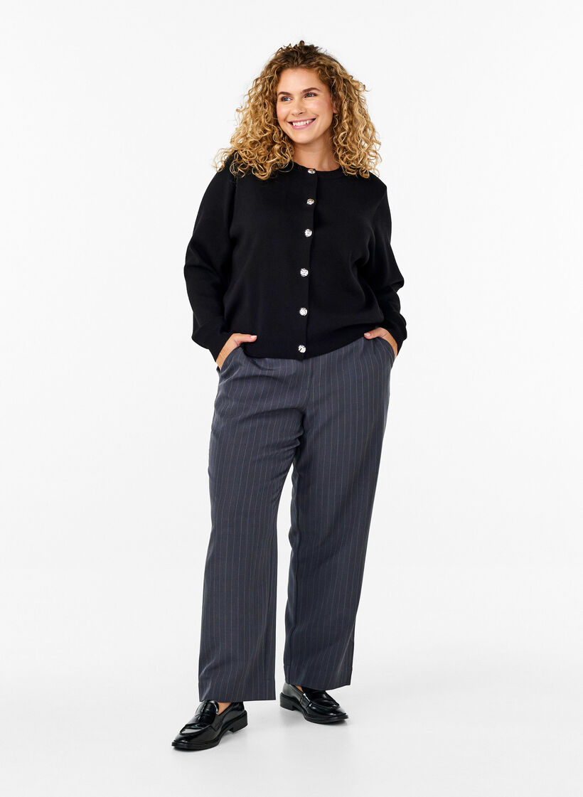 Knitted cardigan with decorative buttons, Black, Model image number 2