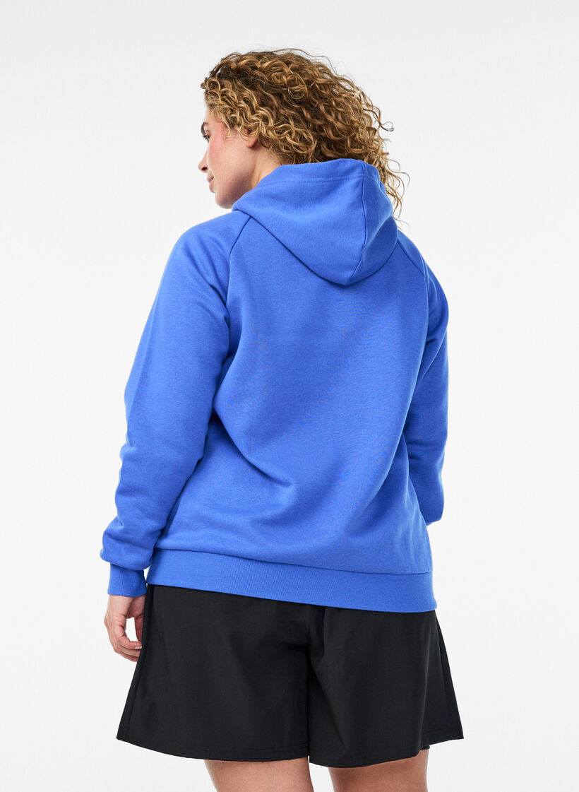 Hoodie with embroidered front motif, Blue, Model image number 2
