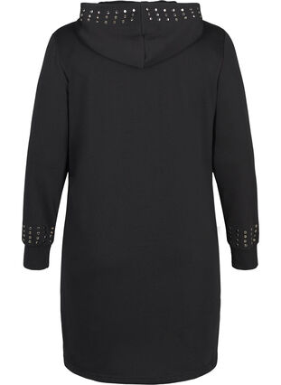 Long sweater dress with studs, Black, Packshot image number 1