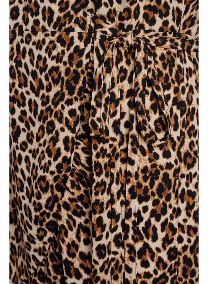 Floral wrap dress with short sleeves, Brown, Packshot image number 3