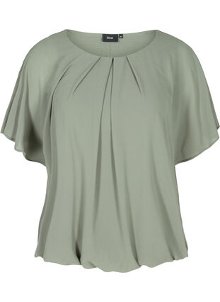 Short blouse with loose mesh sleeves, Agave Green, Packshot image number 0