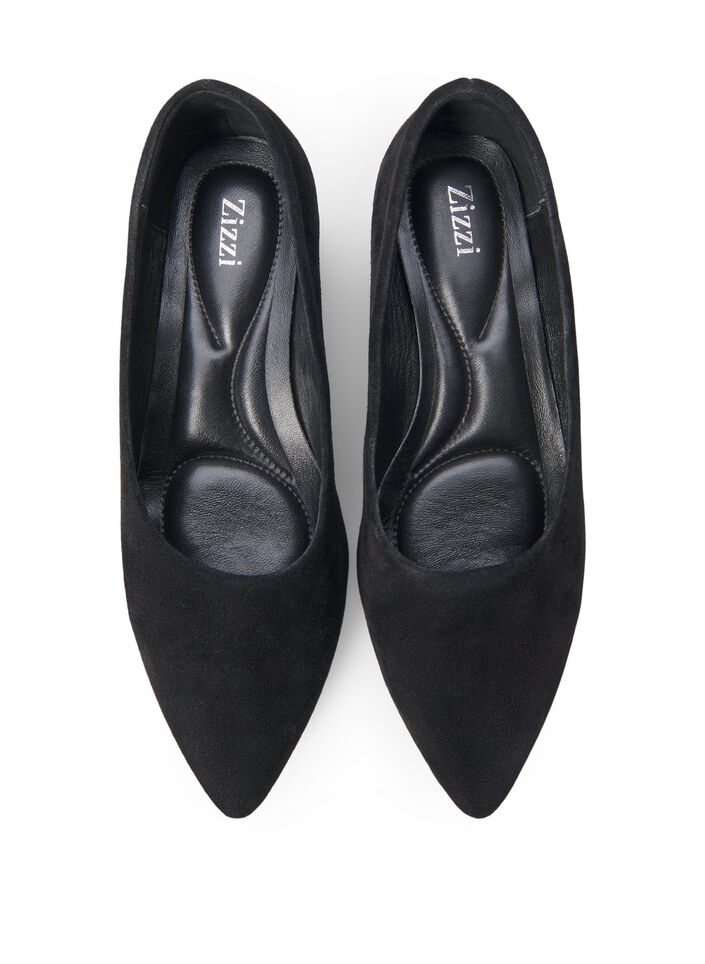 Wide fit - Pumps in suede, Black, Packshot image number 2