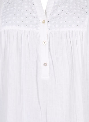 Tunic in cotton with embroidery anglaise, Bright White, Packshot image number 2