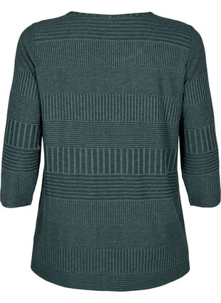 Blouse with 3/4 sleeves and striped pattern, Scarab Melange, Packshot image number 1
